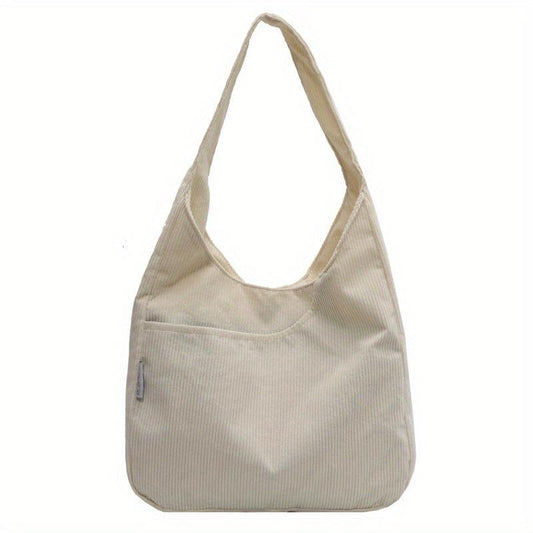 Corduroy Shoulder Bag Large Capacity Tote Bag Casual Hobo Bag