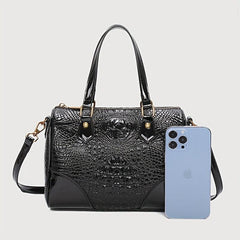 Crocodile Embossed Boston Bag Shoulder Crossbody All Match