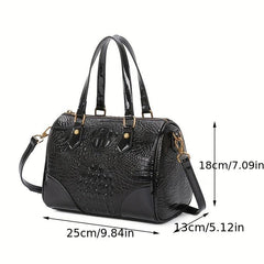 Crocodile Embossed Boston Bag Shoulder Crossbody All Match