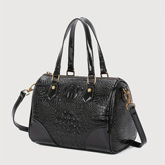 Crocodile Embossed Boston Bag Shoulder Crossbody All Match