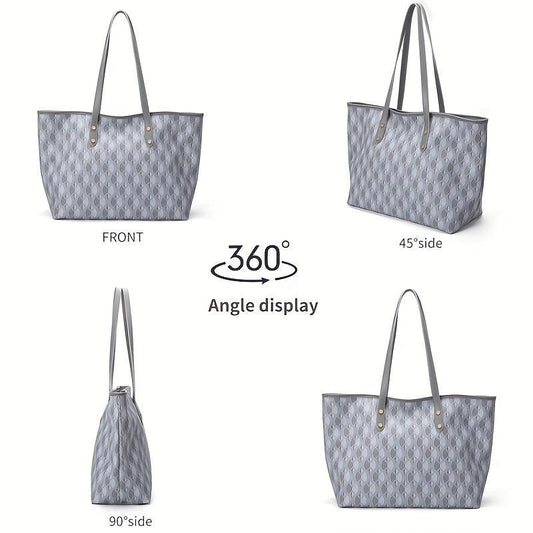 Geometric Pattern Tote Bag Large Capacity Shoulder Bag Classic Work Bag