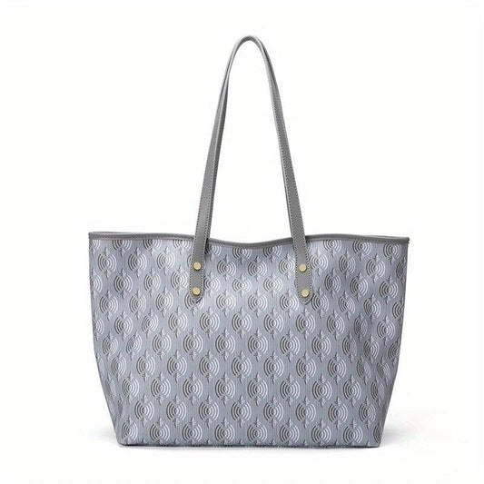 Geometric Pattern Tote Bag Large Capacity Shoulder Bag Classic Work Bag