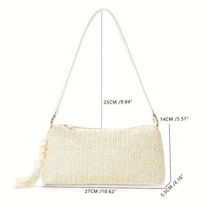 Straw Woven Beach Bag Boho Style Shoulder Purse