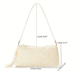 Straw Woven Beach Bag Boho Style Shoulder Purse