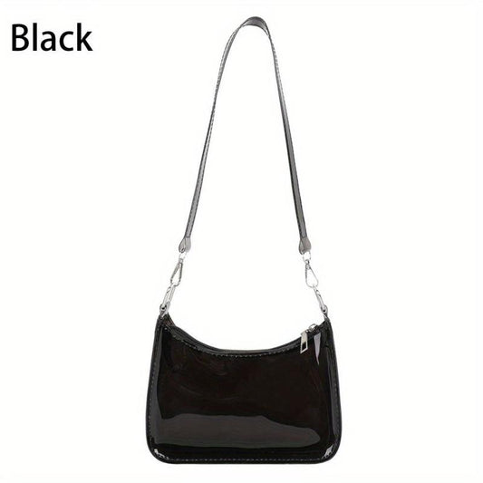 Clear PVC Shoulder Bag Waterproof Zipper Solid Jelly Bag