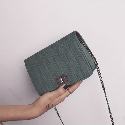Flap Shoulder Bag Metal Chain Turn Lock Crossbody Bag