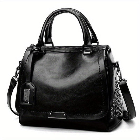 Glossy Top Handle Tote Bag PU Leather Large Capacity Satchel