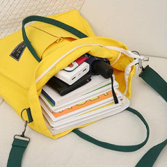 Colorblock Canvas Handbag Preppy Shoulder Bag