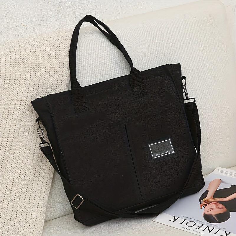 Colorblock Canvas Handbag Preppy Shoulder Bag