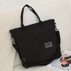 Colorblock Canvas Handbag Preppy Shoulder Bag