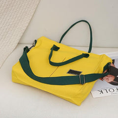 Colorblock Canvas Handbag Preppy Shoulder Bag