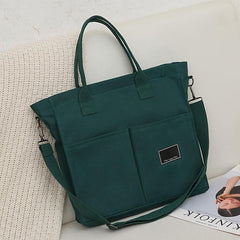 Colorblock Canvas Handbag Preppy Shoulder Bag
