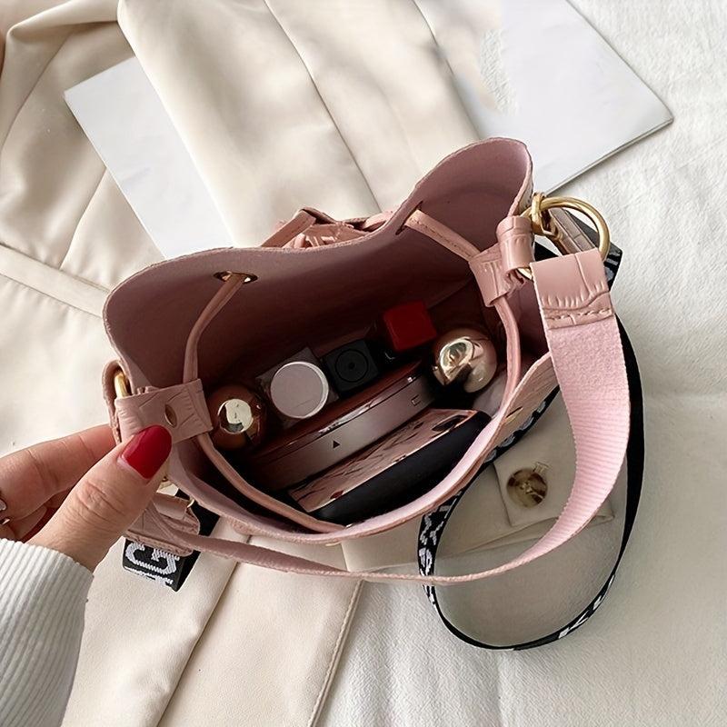 Crocodile Pattern Bucket Bag PU Crossbody Bag for Women