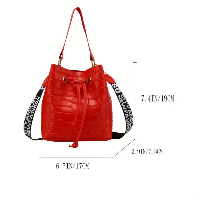 Crocodile Pattern Bucket Bag PU Crossbody Bag for Women
