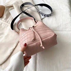 Crocodile Pattern Bucket Bag PU Crossbody Bag for Women