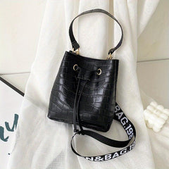 Crocodile Pattern Bucket Bag PU Crossbody Bag for Women