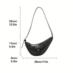 Crocodile Pattern Crescent Bag Chain Metallic Shoulder Purses