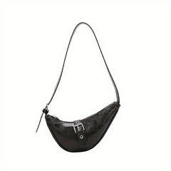 Crocodile Pattern Crescent Bag Chain Metallic Shoulder Purses