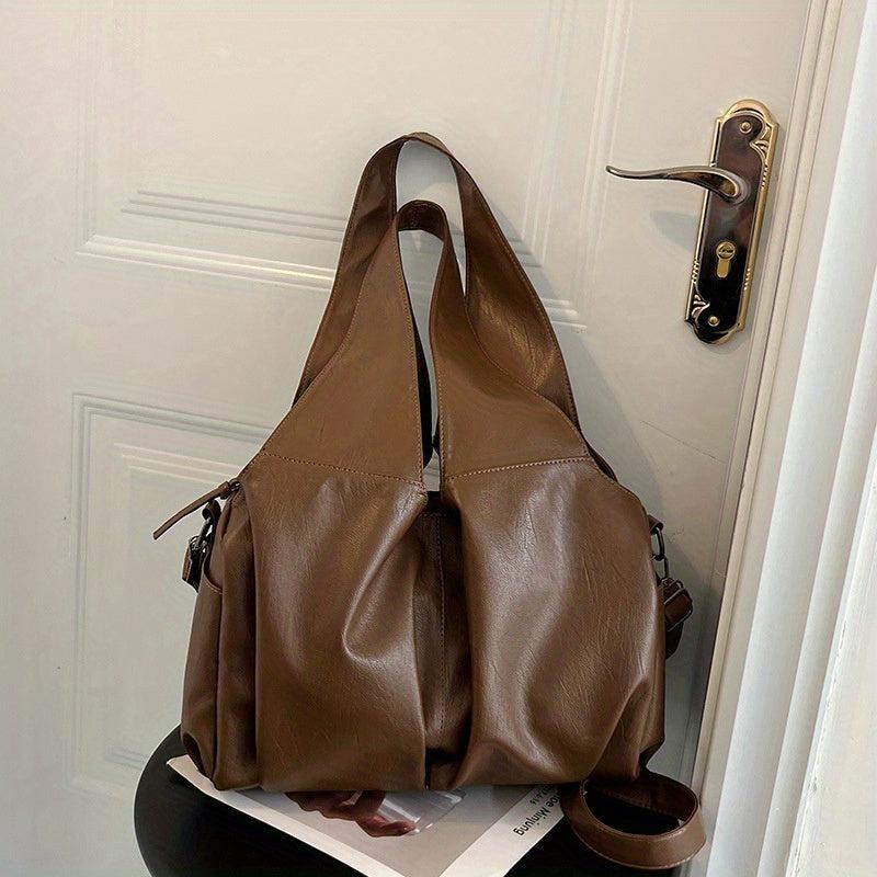 Large Capacity Soft Hobo Bag PU Leather Tote Bag Women's Shoulder Handbag