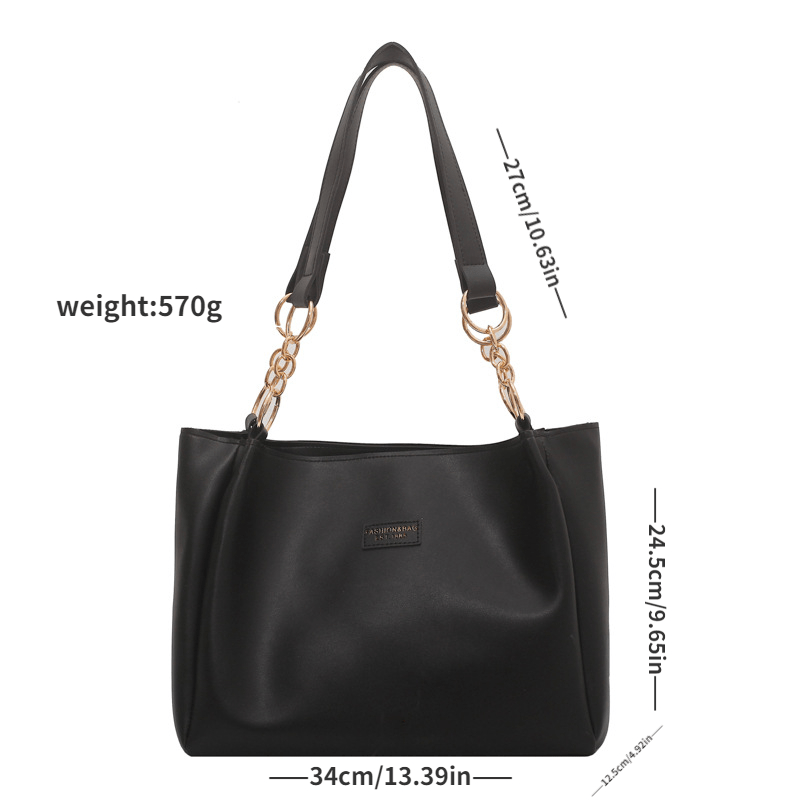 Large Capacity PU Leather Tote Bag Textured Shoulder Bag