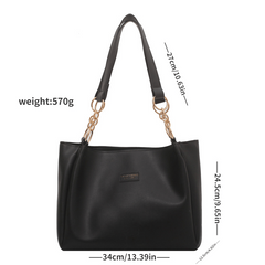 Large Capacity PU Leather Tote Bag Textured Shoulder Bag