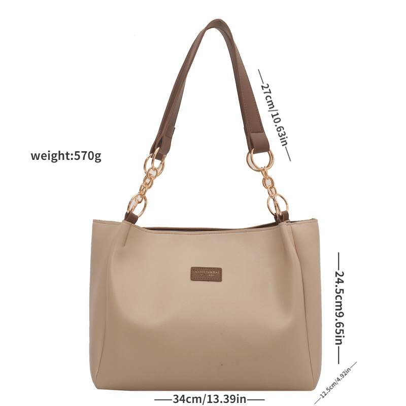 Large Capacity PU Leather Tote Bag Textured Shoulder Bag