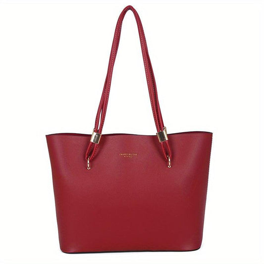 Retro Solid Tote Bag Large Capacity Shoulder Bag Zipper