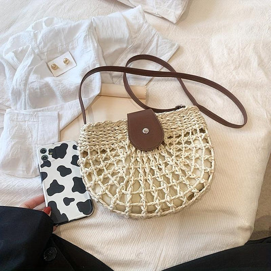 Vintage Straw Resort Style Casual Shoulder Crossbody Bag