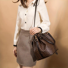 Argyle Pattern Drawstring Bucket Bag Crossbody Bag
