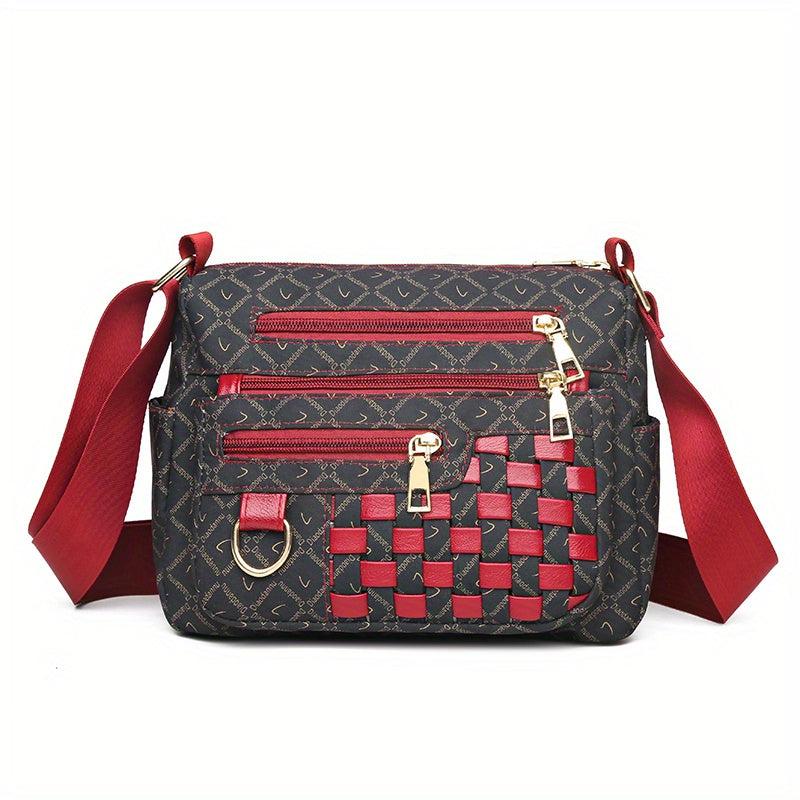 Retro Woven Crossbody Bag Letter Print Shoulder Bag Women's Purse