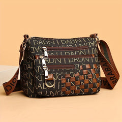 Retro Woven Crossbody Bag Letter Print Shoulder Bag Women's Purse