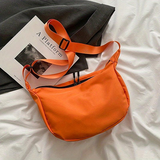 Minimalist Nylon Crossbody Bag Large Capacity Zipper Shoulder Purse