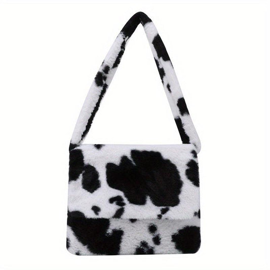 Leopard Pattern Plush Shoulder Bag Large Capacity Casual Bag
