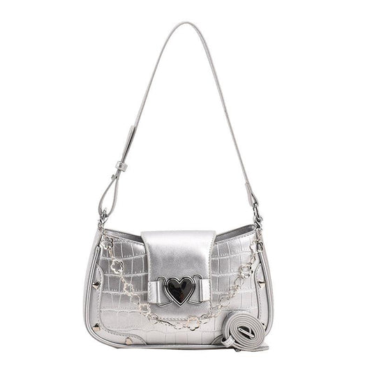 Y2K Shoulder Bag Rivet Underarm Bag Women's Casual Punk Handbag & Purse