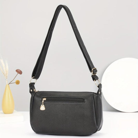 Argyle Quilted Shoulder Bag Solid Handbag Women's Zipper Crossbody Bag