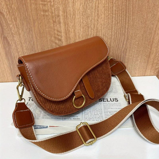 Vintage Crossbody Saddle Bag Retro PU Shoulder Bag Women's Casual Handbag
