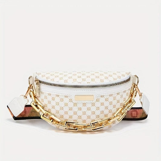 Chain Decor Crossbody Bag Love Letter Print Shoulder Bag