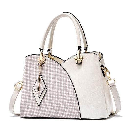 Colorblock Shoulder Bag Classic Satchel Bag Pendant Decor