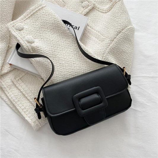 Minimalist Shoulder Bag with Buckle Decor