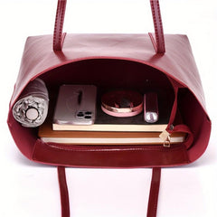 Vintage Large Capacity Tote Bag Retro PU Shoulder Satchel Women's Handbag Set