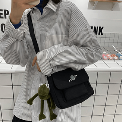 Canvas Shoulder Square Bag Women's Flap Crossbody Bag