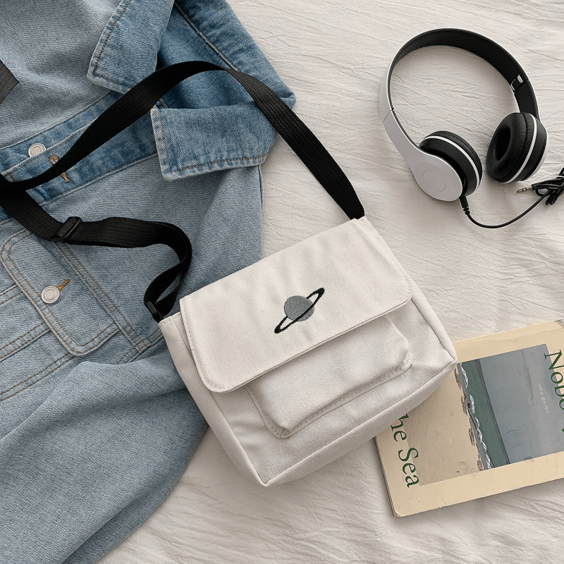 Canvas Shoulder Square Bag Women's Flap Crossbody Bag