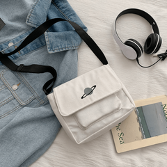 Canvas Shoulder Square Bag Women's Flap Crossbody Bag