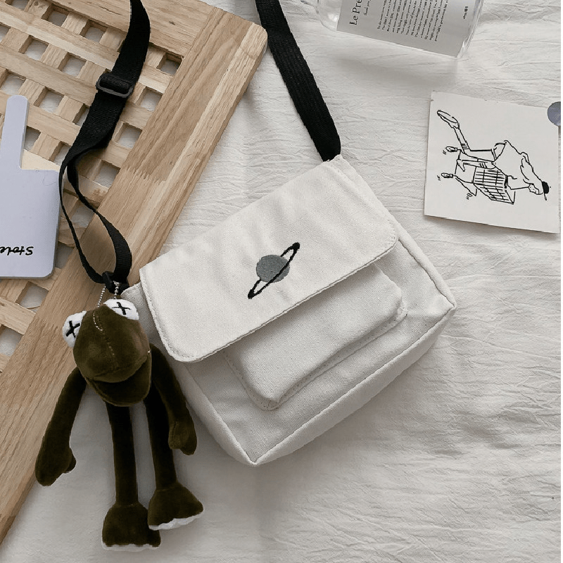 Canvas Shoulder Square Bag Women's Flap Crossbody Bag