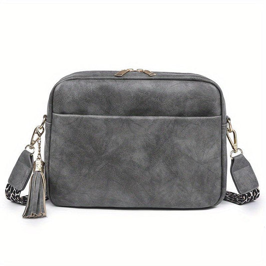 Minimalist Square Zipper Shoulder Bag Women's Faux Leather Crossbody Bag