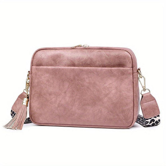 Minimalist Square Zipper Shoulder Bag Women's Faux Leather Crossbody Bag