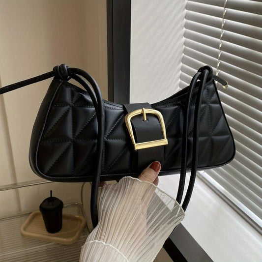 Geometric Embossed Shoulder Bag PU Underarm Bag Women's Casual Handbag