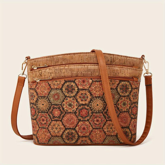 Vintage Flower Print Shoulder Bag Classic Crossbody Bag