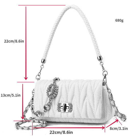Quilted Ruched Shoulder Bag Chain Crossbody Bag
