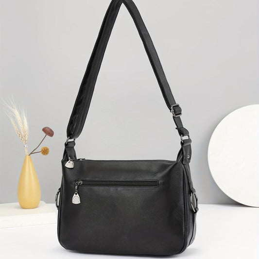 Casual Minimalist Shoulder Bag Solid Zipper Underarm Bag For Women